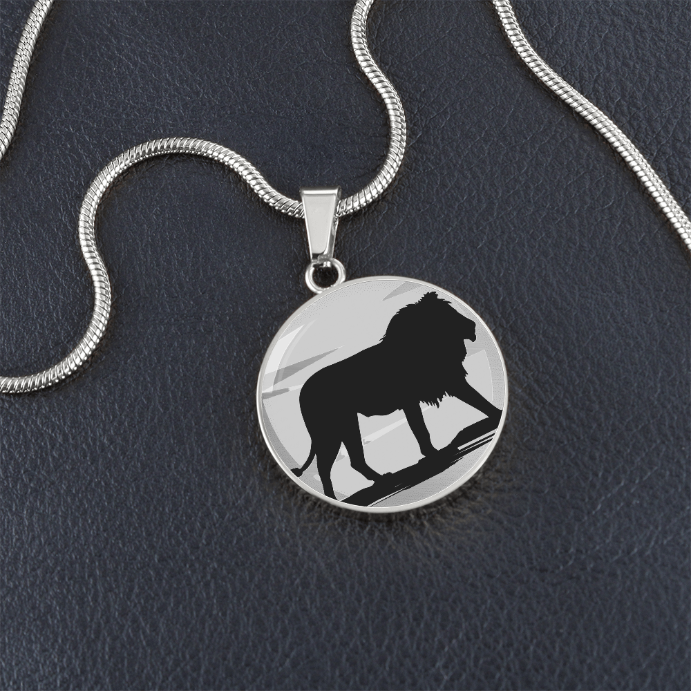 King of the Jungle Lion Round Graphic Luxury Necklace