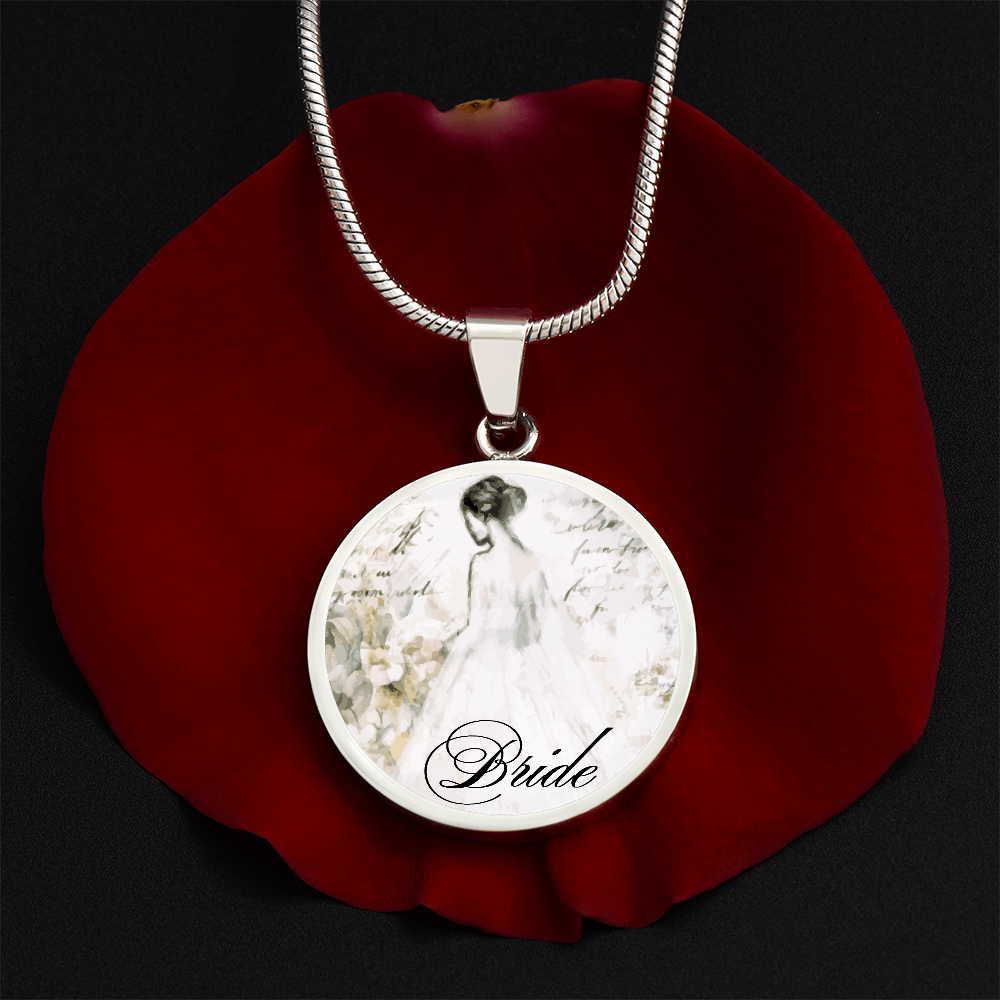 Vintage Bride Design Round Graphic Luxury Necklace