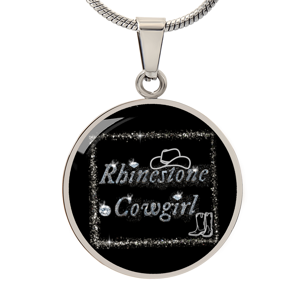 Rhinestone Cowgirl Round Graphic Necklace