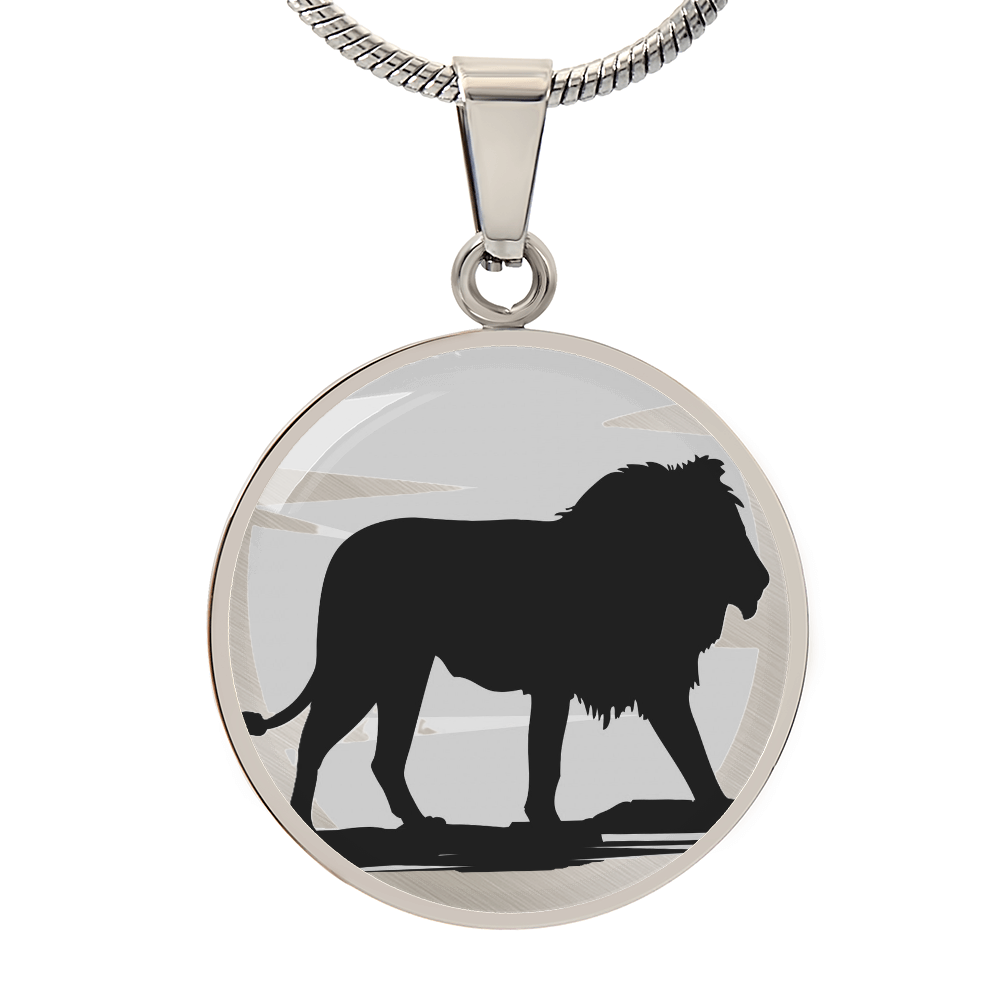 King of the Jungle Lion Round Graphic Luxury Necklace