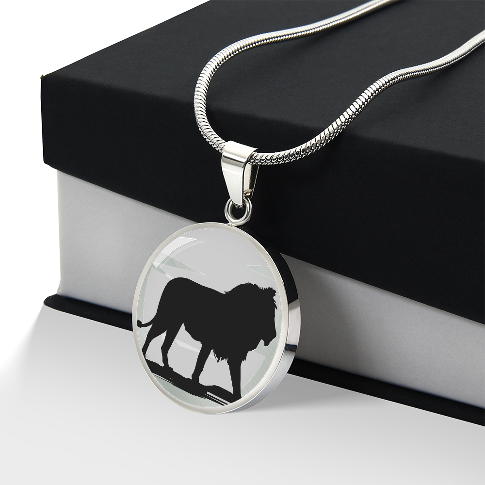 King of the Jungle Lion Round Graphic Luxury Necklace