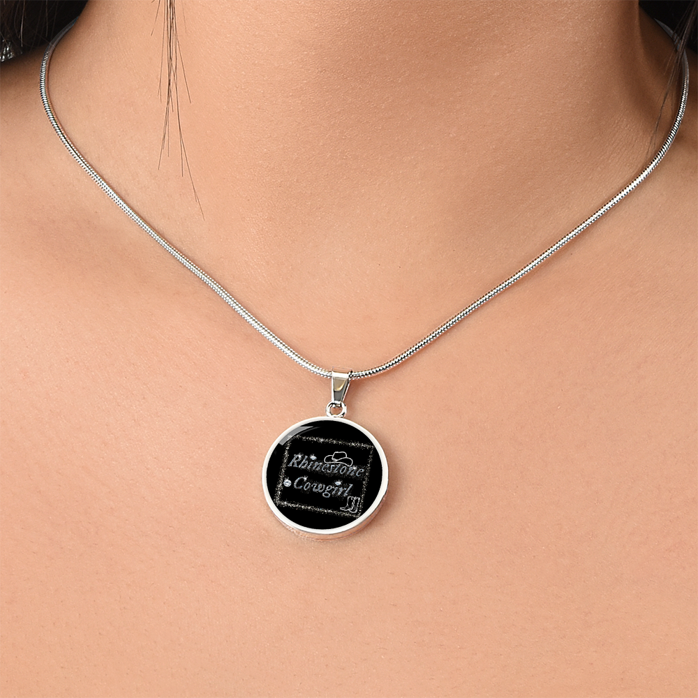 Rhinestone Cowgirl Round Graphic Necklace