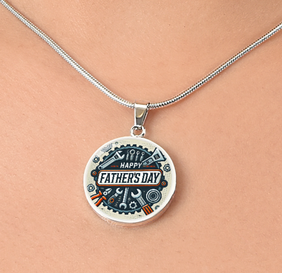 Happy Father's Day Circle Graphic Luxury Necklace