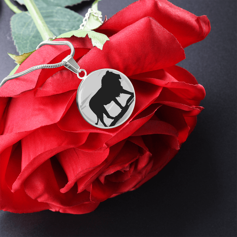 King of the Jungle Lion Round Graphic Luxury Necklace