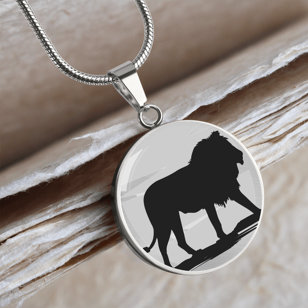 King of the Jungle Lion Round Graphic Luxury Necklace