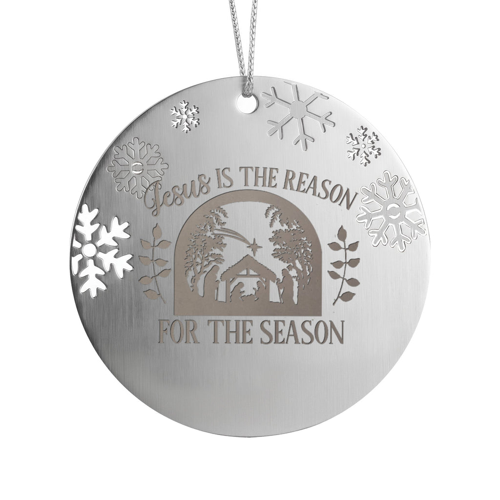 Jesus is the Reason for the Season Double Sided Engraved Metal Ornament
