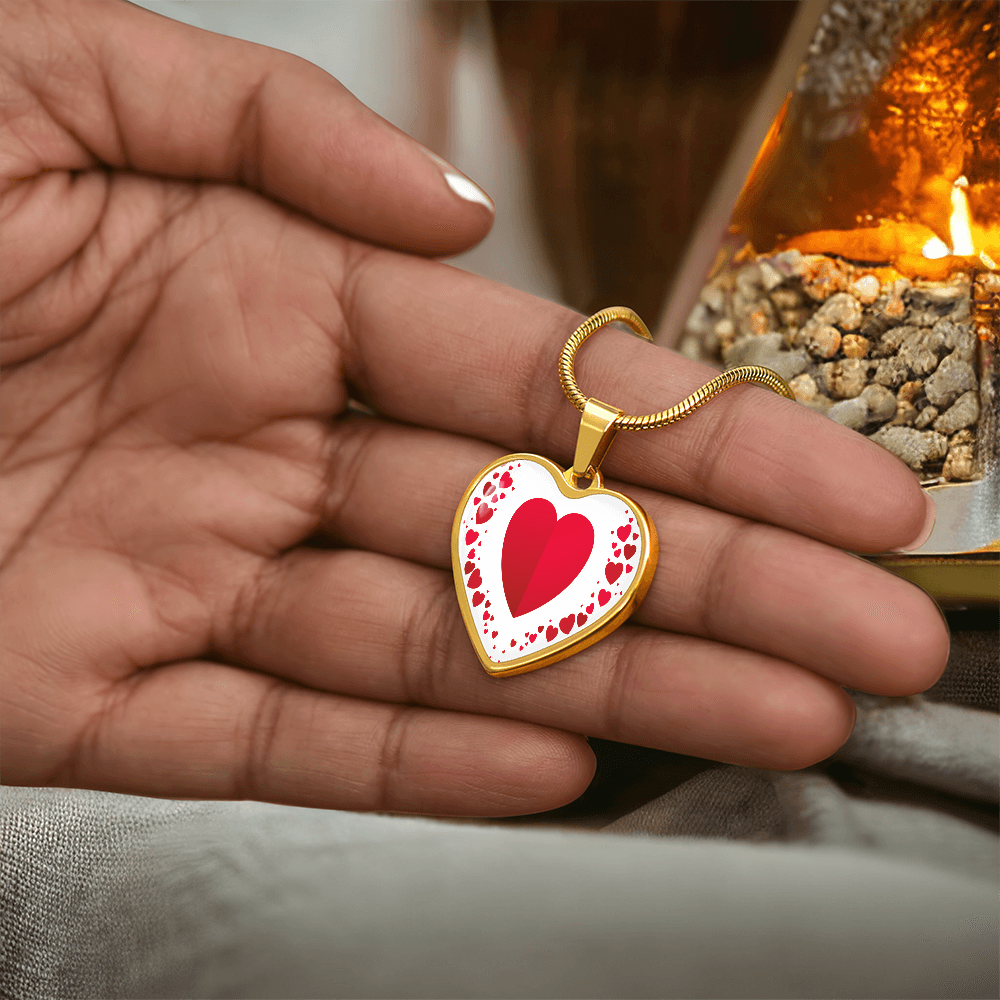 Heart Collage Heart Shaped Luxury Graphic Necklace