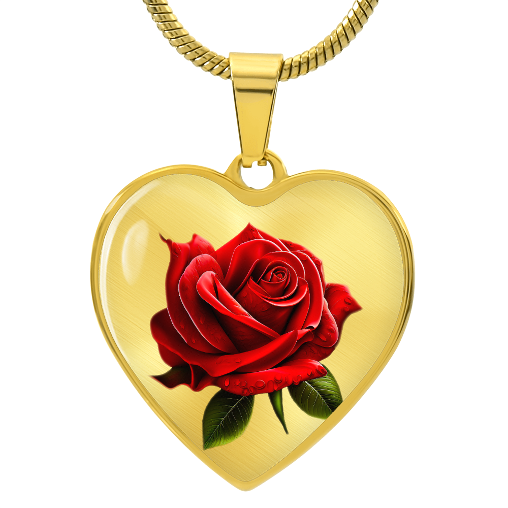 Red Rose Heart Shaped Graphic Luxury Necklace