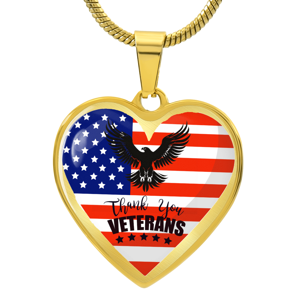 Thank You US Veterans Heart Shaped Necklace