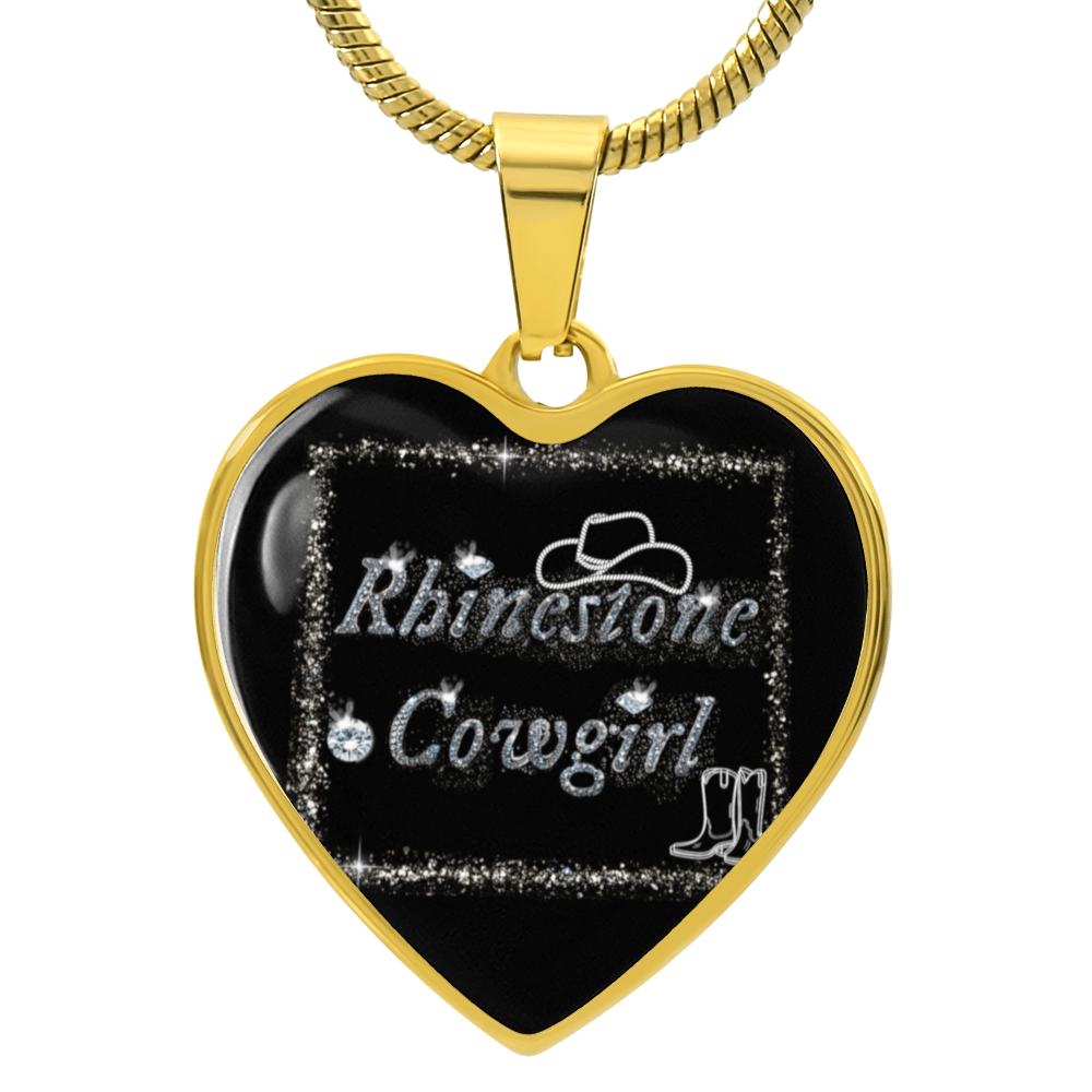 Rhinestone Cowgirl Graphic Heart Necklace