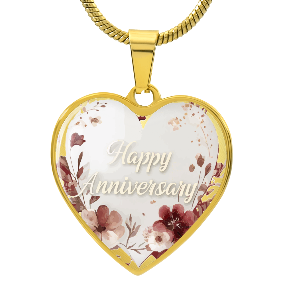 Happy Anniversary Heart Shaped Graphic Necklace