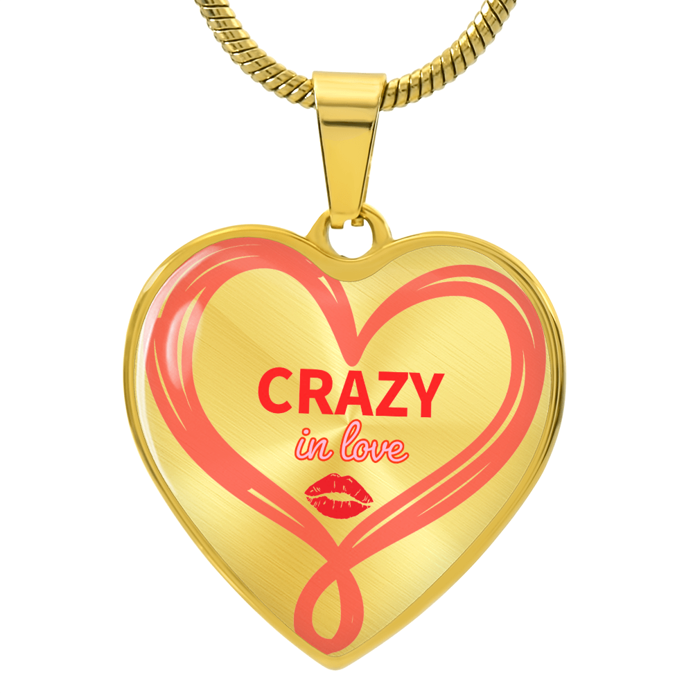 Crazy in Love Heart Shaped Graphic Necklace