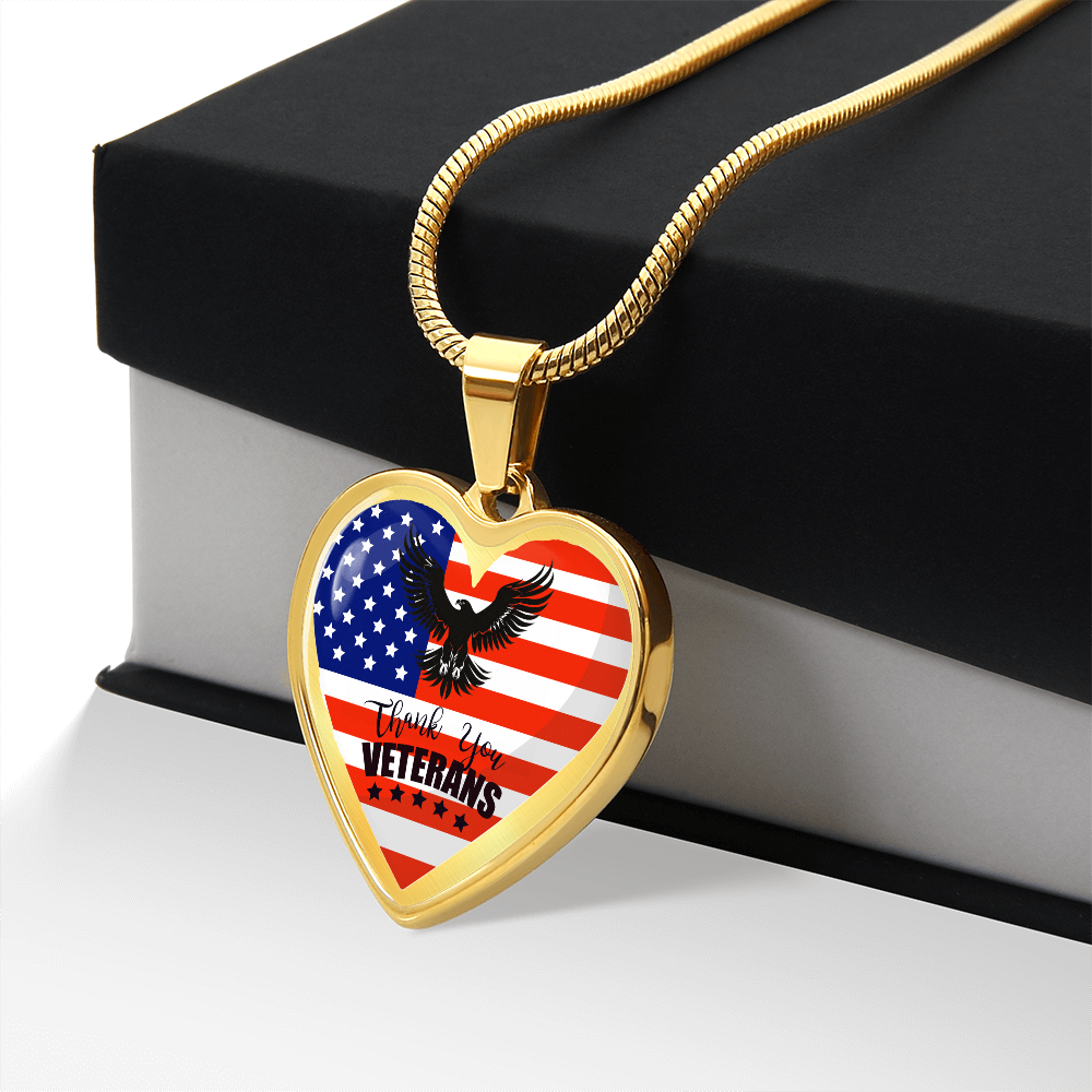 Thank You US Veterans Heart Shaped Necklace