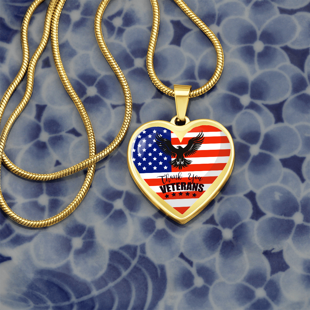 Thank You US Veterans Heart Shaped Necklace