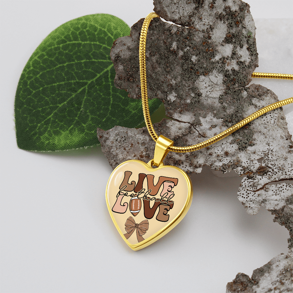 Live Love Football Sport Heart Shaped Graphic Necklace