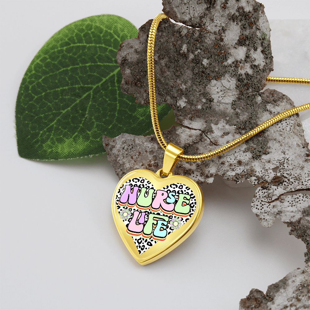 Nurse Life Heart Shaped Graphic Necklace