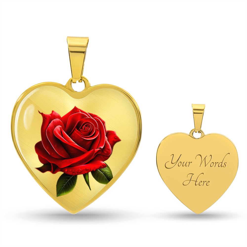 Red Rose Heart Shaped Graphic Luxury Necklace