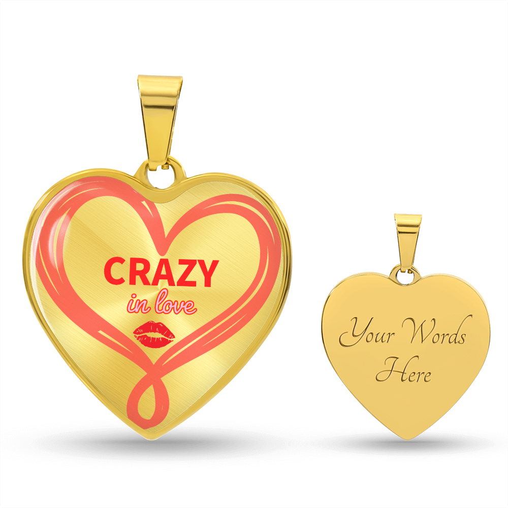 Crazy in Love Heart Shaped Graphic Necklace