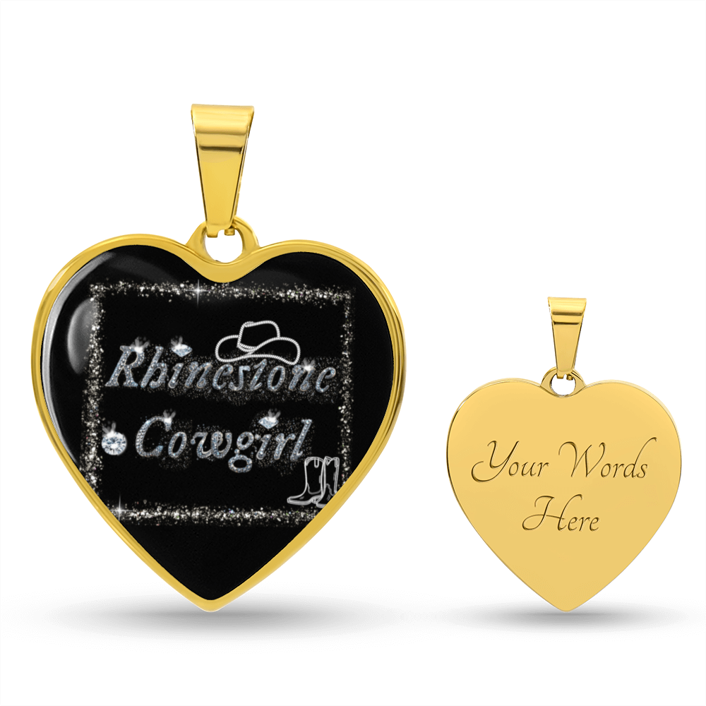 Rhinestone Cowgirl Graphic Heart Necklace