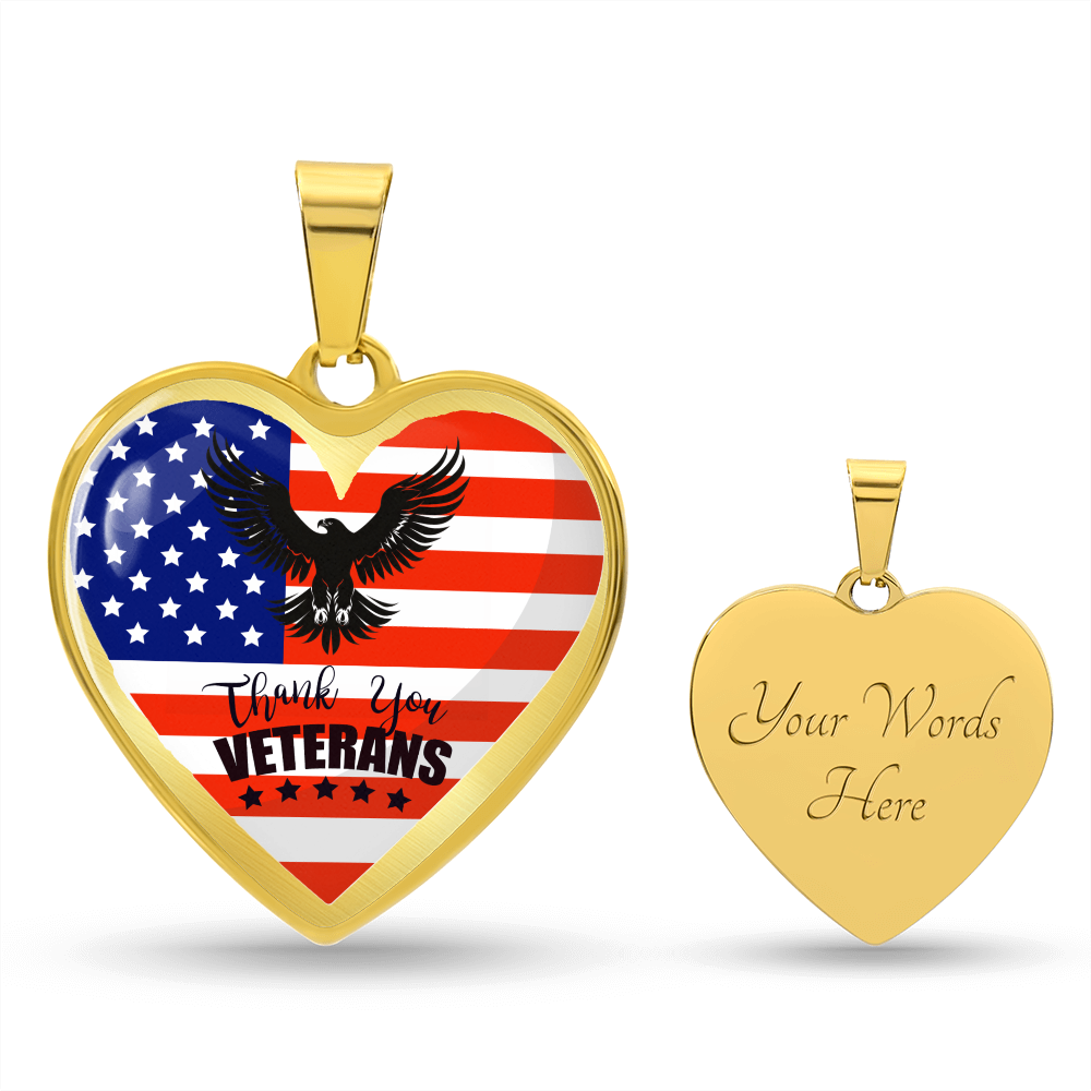 Thank You US Veterans Heart Shaped Necklace
