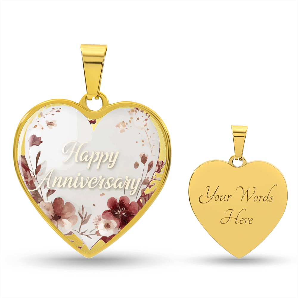 Happy Anniversary Heart Shaped Graphic Necklace