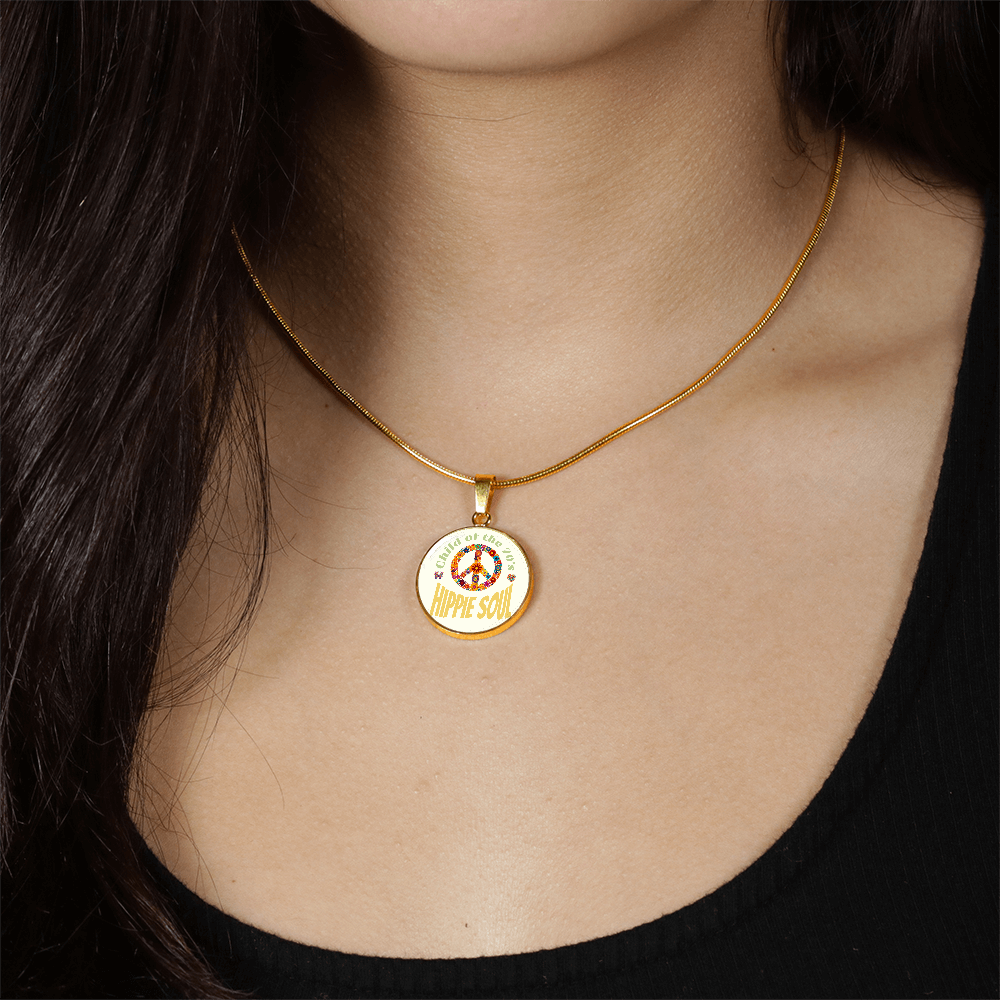 Child of the 70's Hippie Soul Graphic Round Necklace