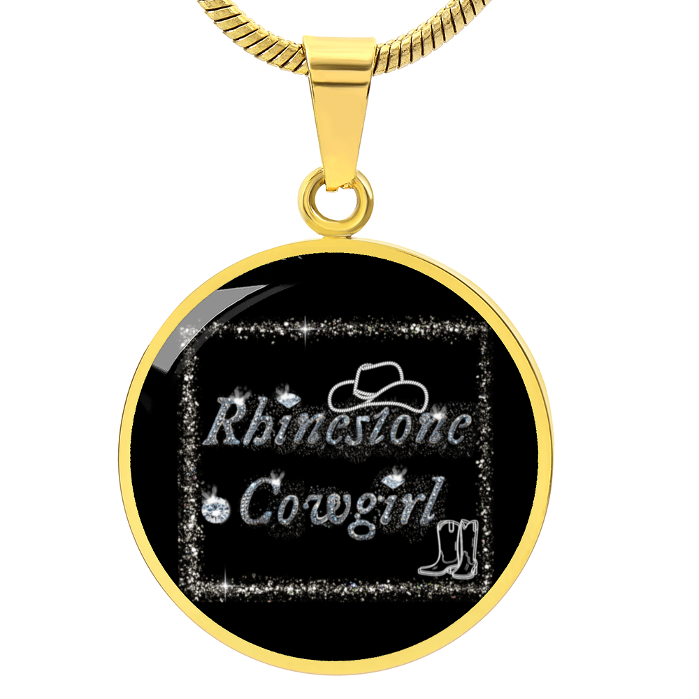 Rhinestone Cowgirl Round Graphic Necklace