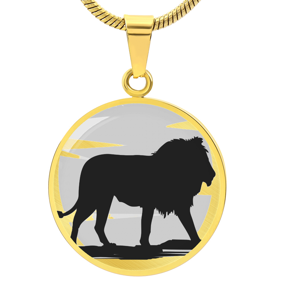 King of the Jungle Lion Round Graphic Luxury Necklace