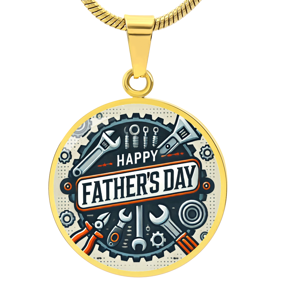 Happy Father's Day Circle Graphic Luxury Necklace