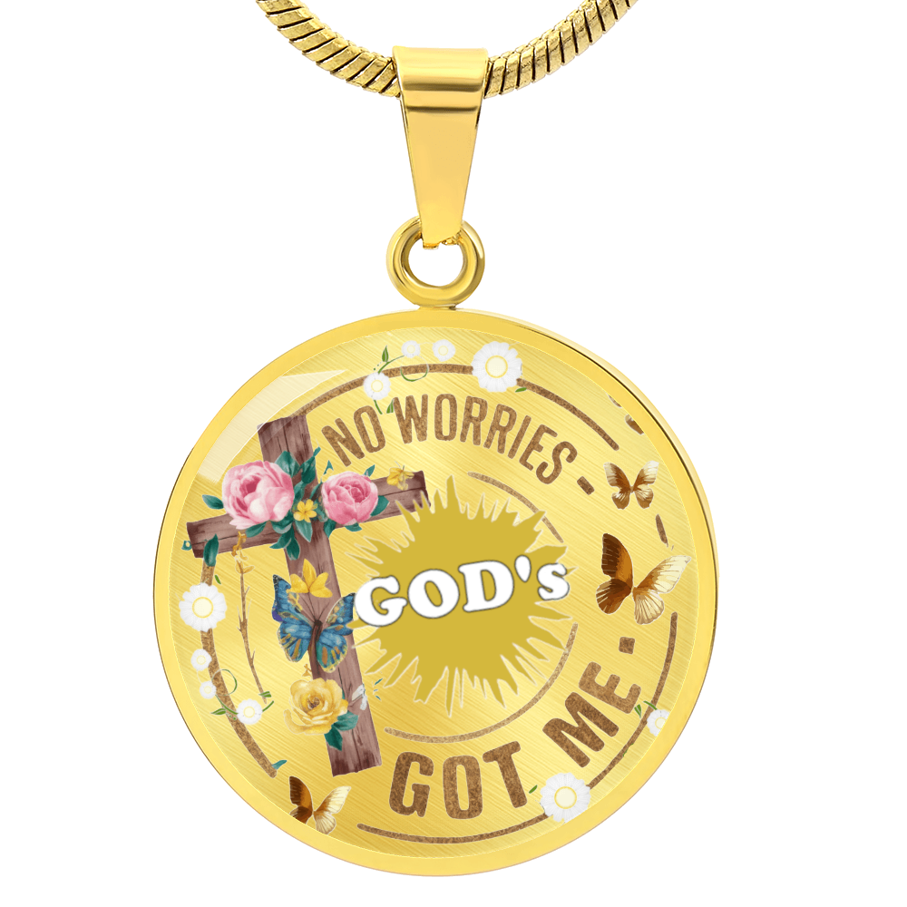 God's Got Me Graphic Luxury Round Necklace