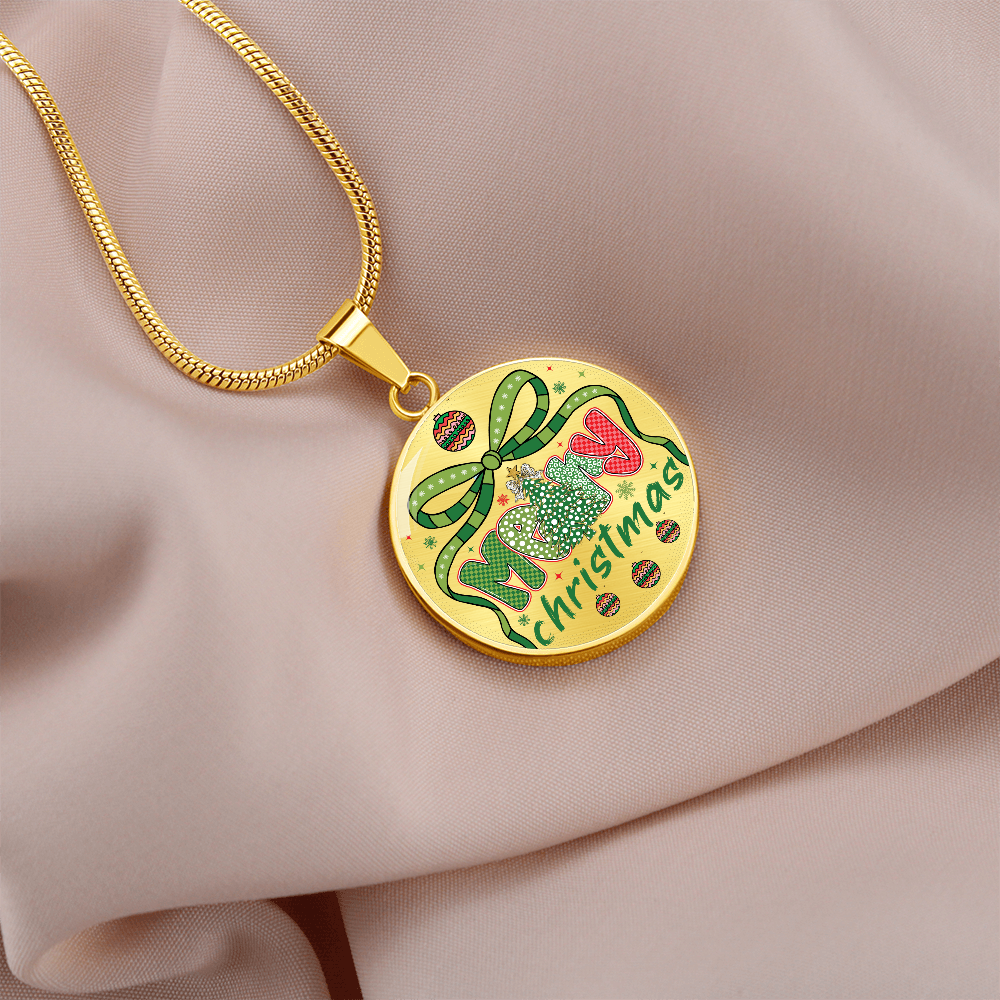 Festive Merry Christmas Round Luxury Necklace