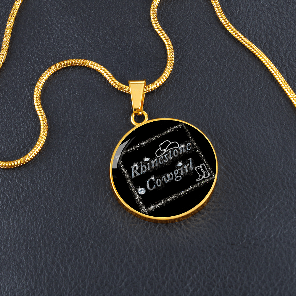 Rhinestone Cowgirl Round Graphic Necklace