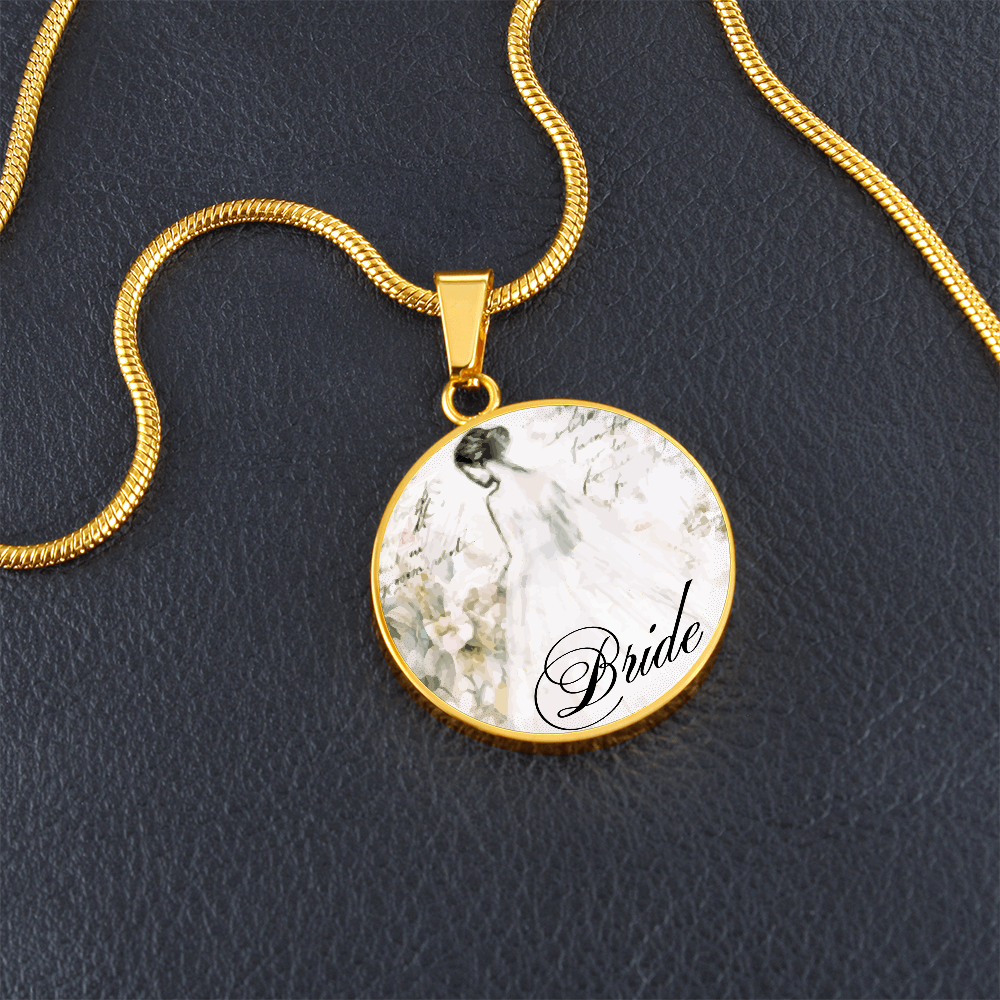 Vintage Bride Design Round Graphic Luxury Necklace