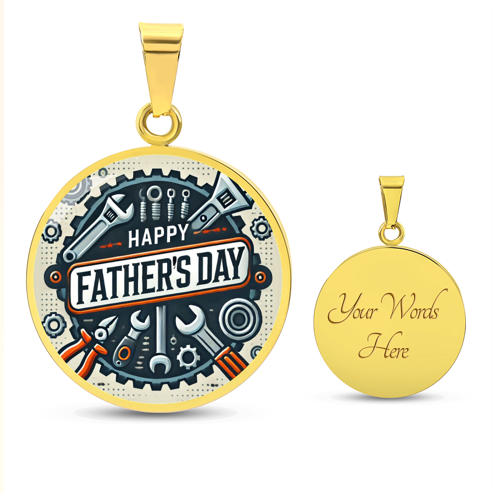 Happy Father's Day Circle Graphic Luxury Necklace