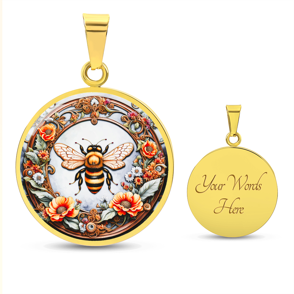 Bumble Bee Round Graphic Luxury Necklace