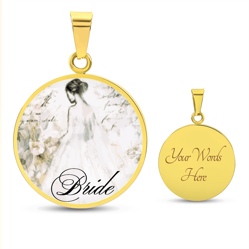 Vintage Bride Design Round Graphic Luxury Necklace