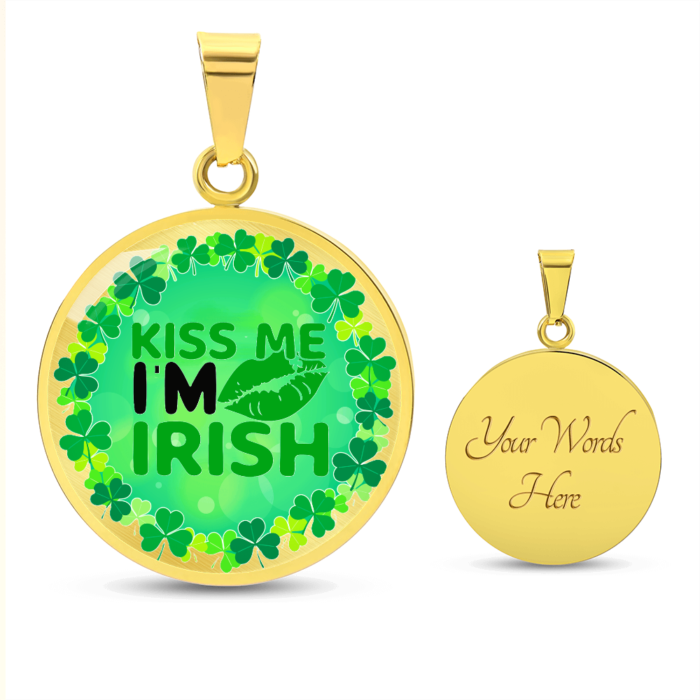 Kiss Me I'm Irish St. Patrick's Day Round Graphic Necklace