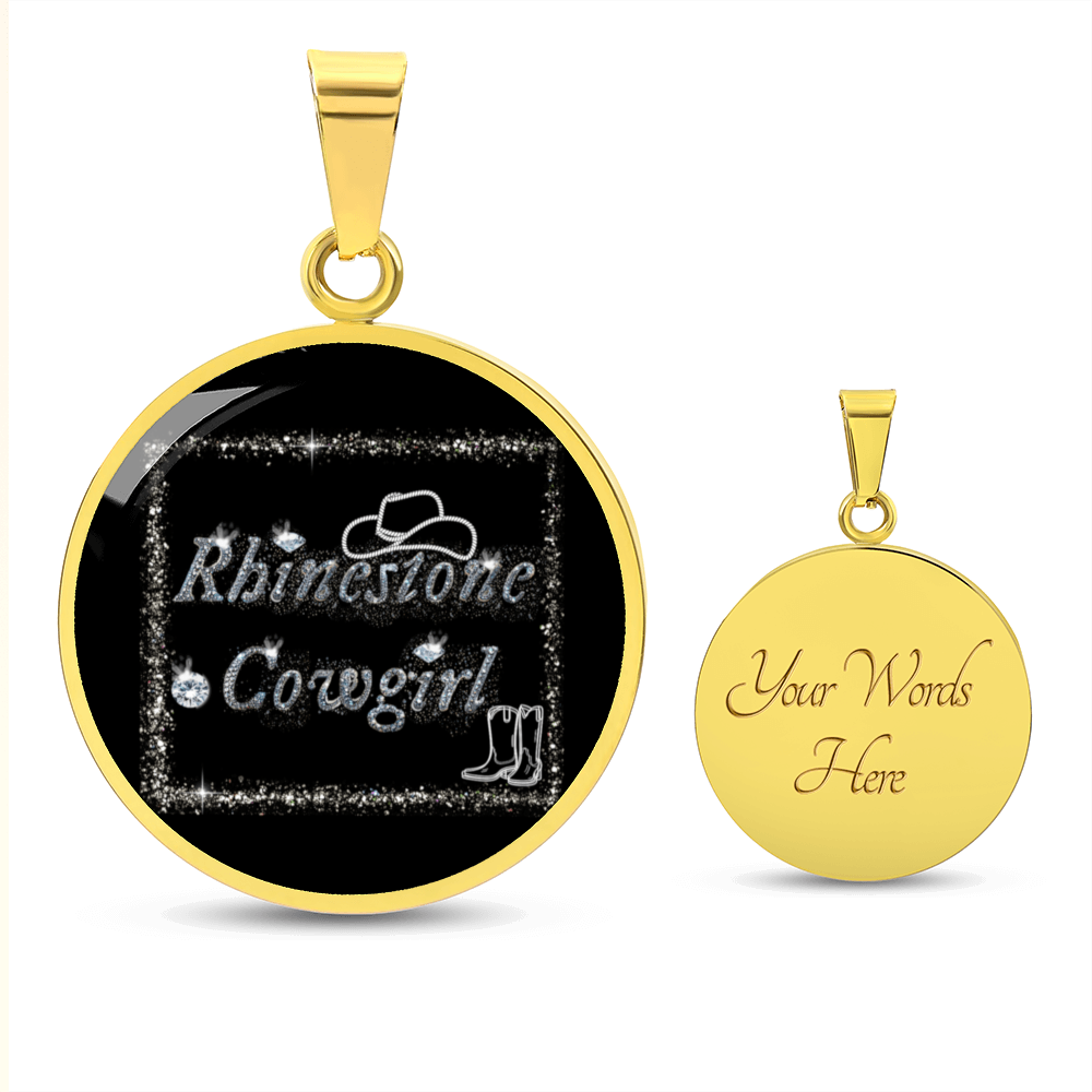 Rhinestone Cowgirl Round Graphic Necklace