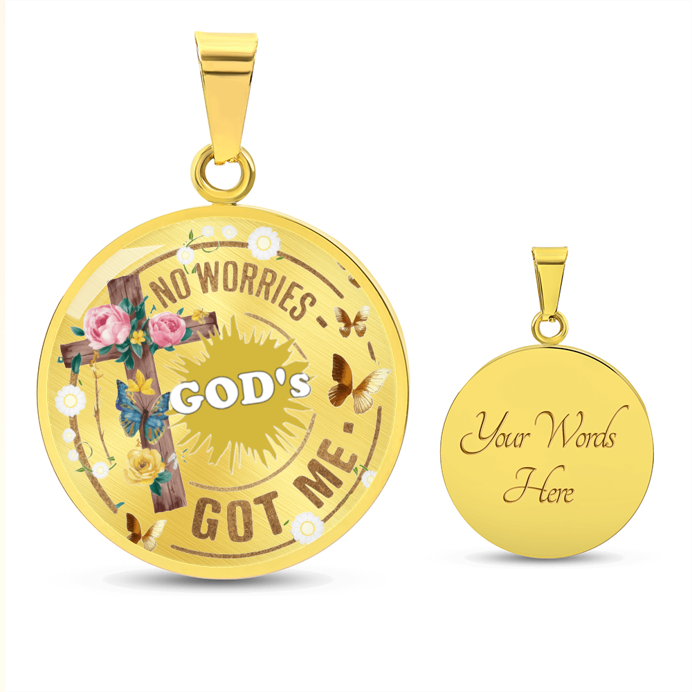 God's Got Me Graphic Luxury Round Necklace