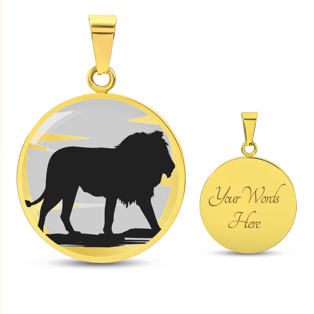 King of the Jungle Lion Round Graphic Luxury Necklace