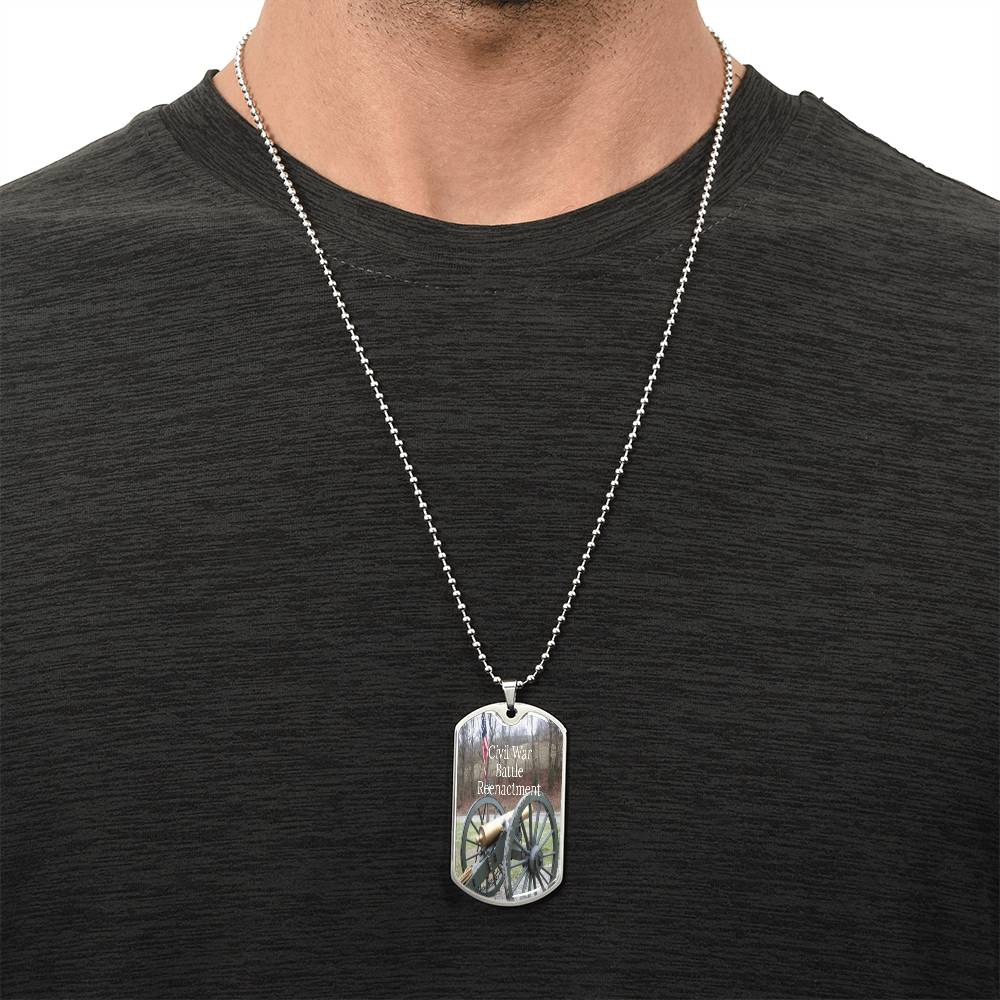 Civil War Battle Reenactment Graphic Dog Tags Necklace