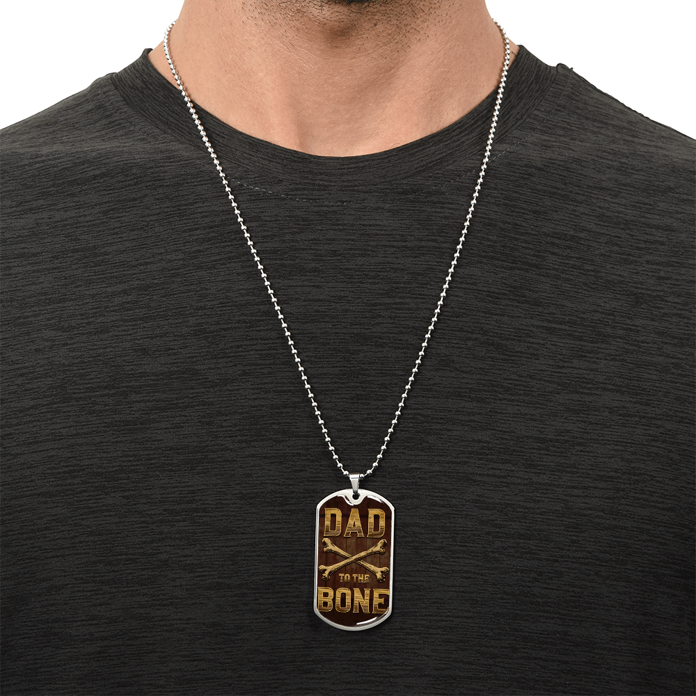Dad to the Bone Graphic Dog Tags Necklace
