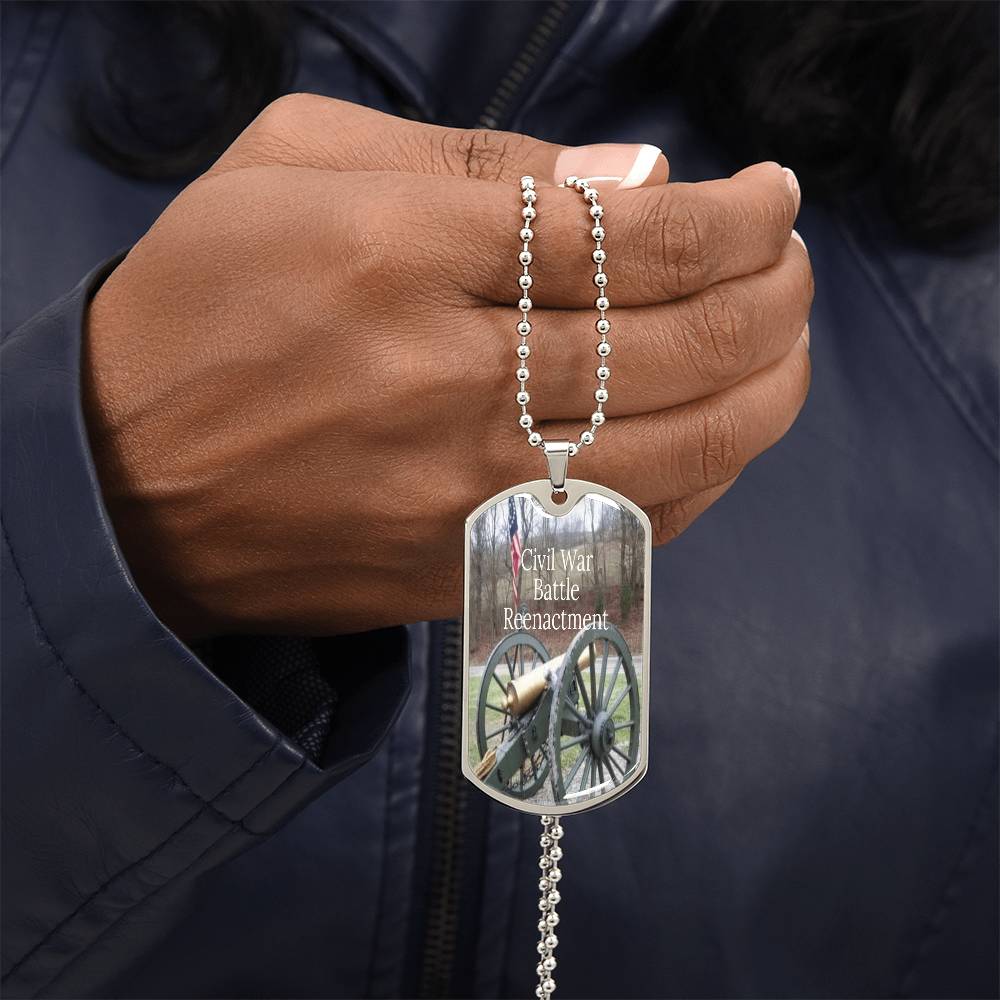Civil War Battle Reenactment Graphic Dog Tags Necklace