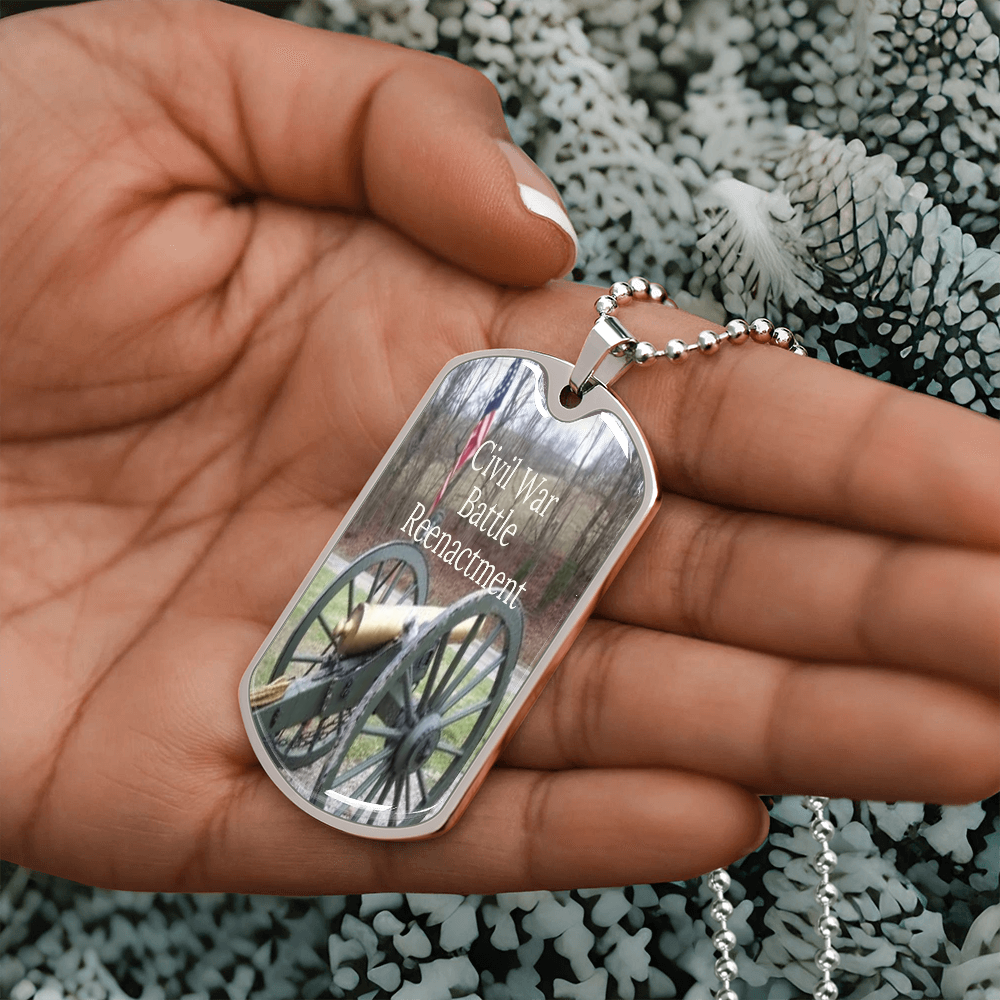 Civil War Battle Reenactment Graphic Dog Tags Necklace