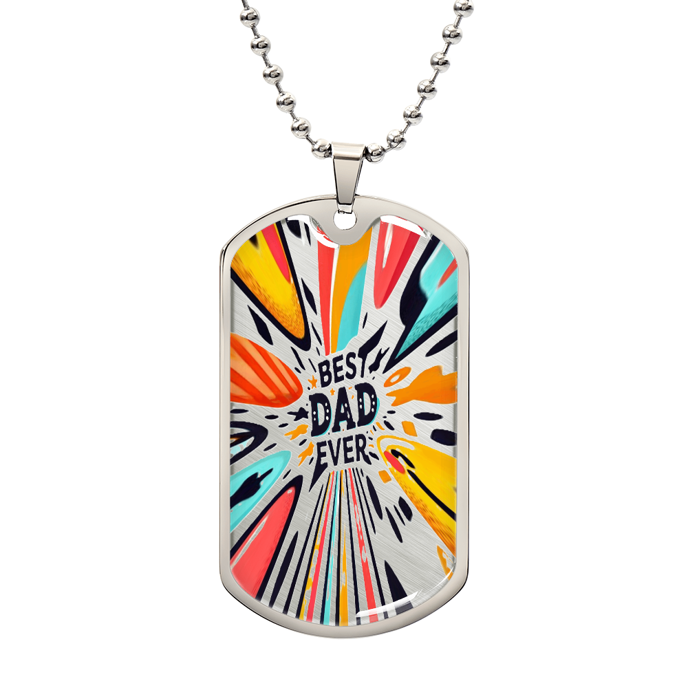 Best Dad Ever Colorful Streaks Graphic Dog Tags Necklace