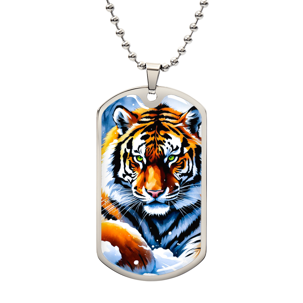 Tiger Graphic Design Luxury Dog Tags Military Necklace