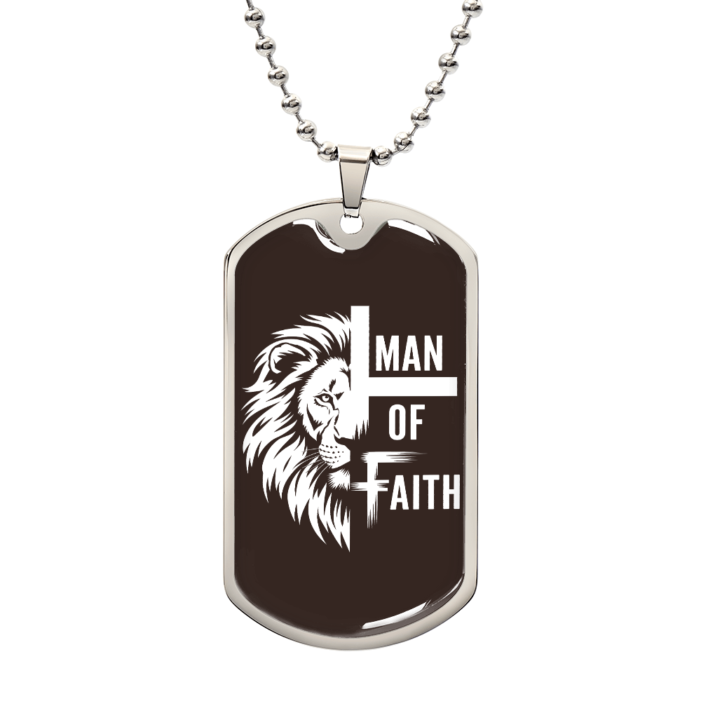 Man of Faith Christian Graphic Dog Tags Necklace