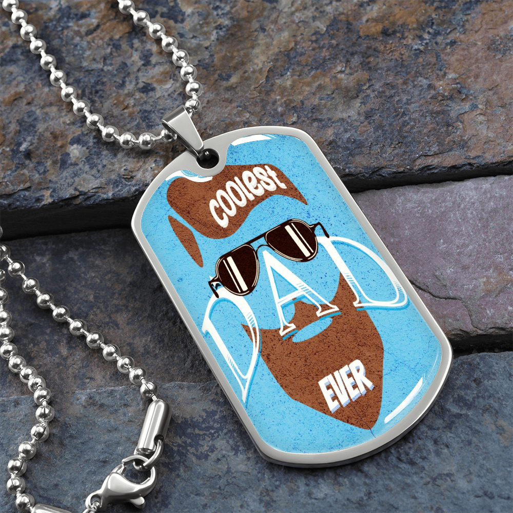 Coolest Dad Ever Graphic Dog Tags Necklace