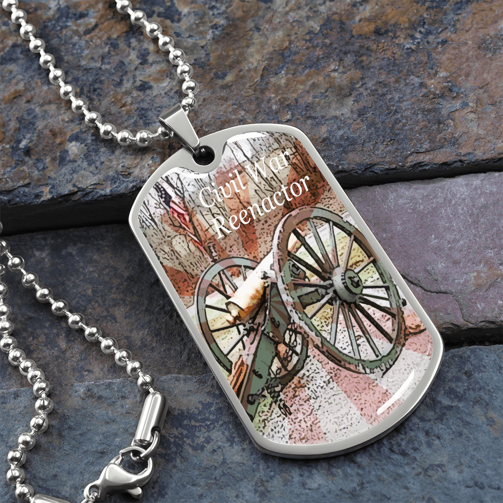 Civil War Reenactor Graphic Dog Tags Necklace