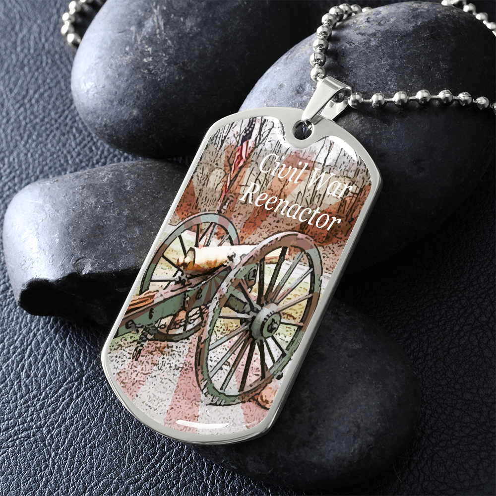 Civil War Reenactor Graphic Dog Tags Necklace